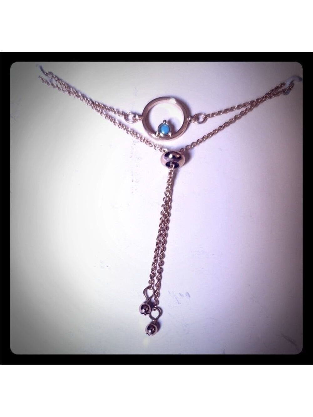Gold Tone Blue Stone Circle Bracelet Large NWT